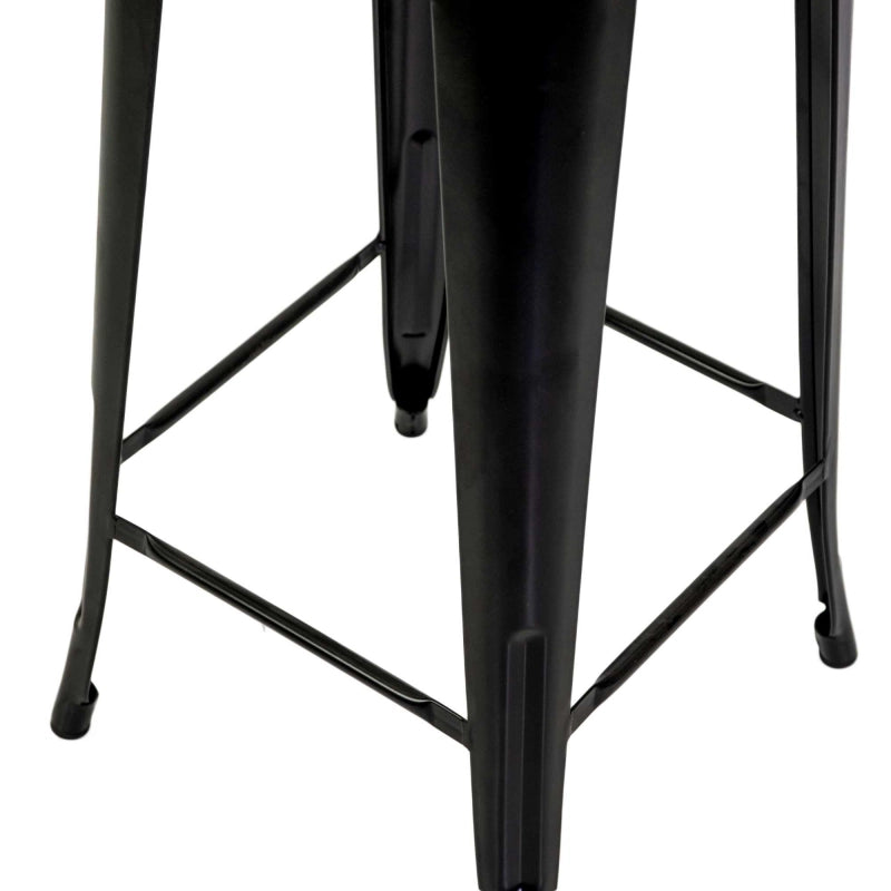 Sgabello ferro New Bristol nero seduta legno cm 42x42h76