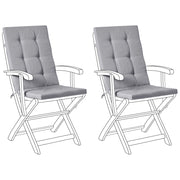 Set di 2 cuscini per sedute e schienale da esterno con lacci grigio chiaro stile elegante giardino