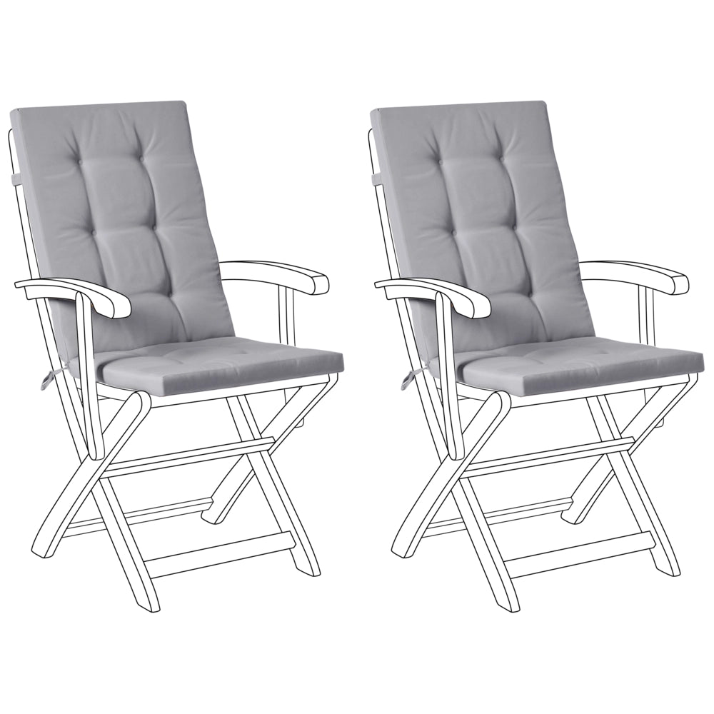 Set di 2 cuscini per sedute e schienale da esterno con lacci grigio chiaro stile elegante giardino