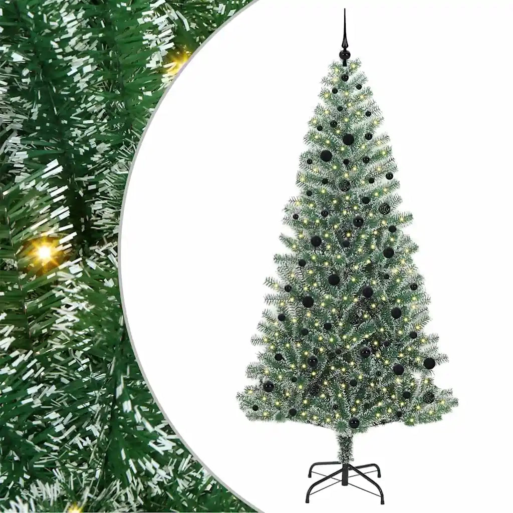 Albero di Natale Artificiale-Albero Natalizio Imbiancato con Luci LED 240 cm 978441