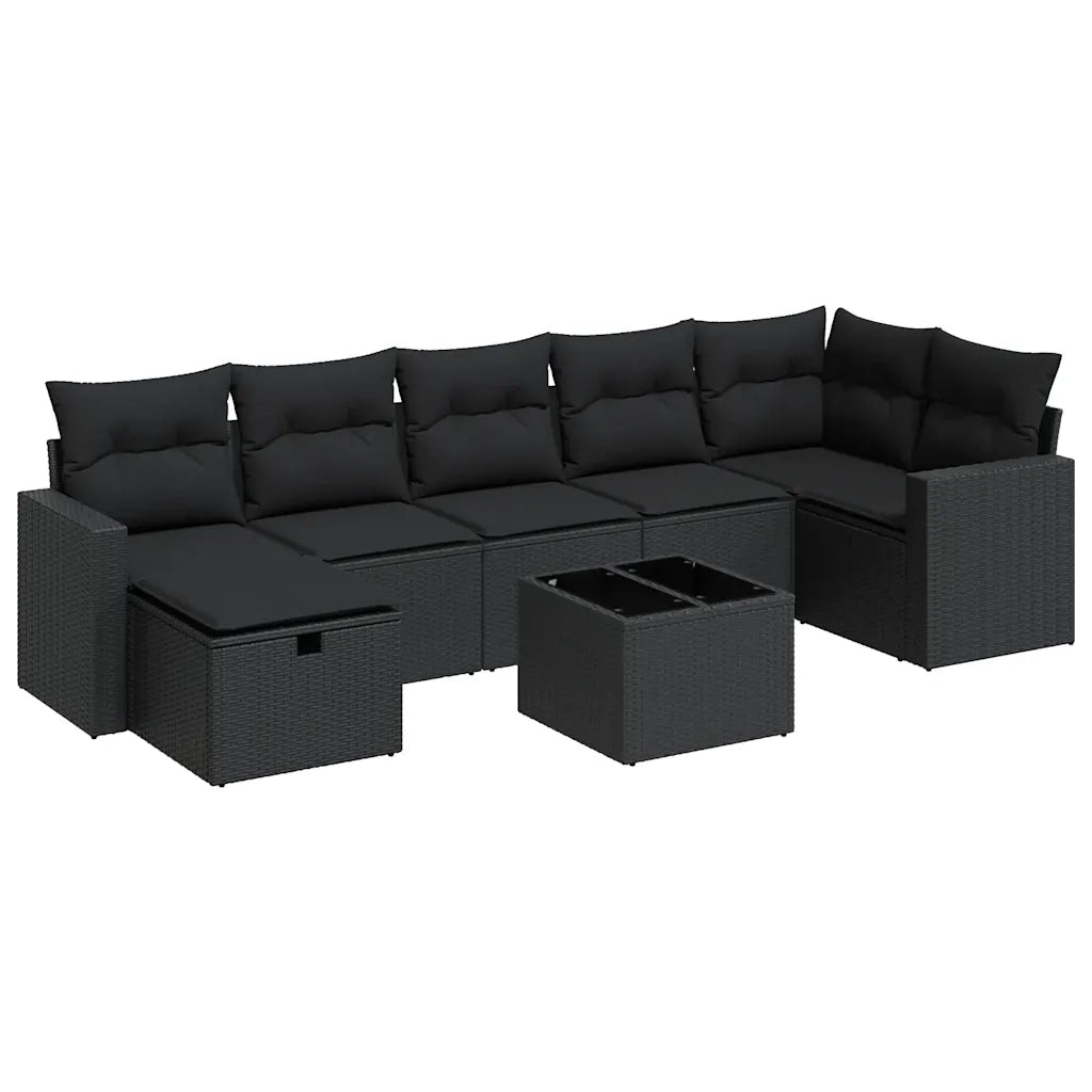 Set Divani da Giardino con Cuscini 8 pz Nero in Polyrattan 3325411