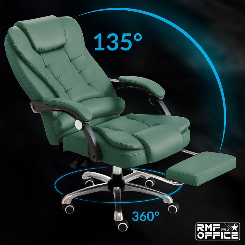 SEDIA DA UFFICIO ERGONOMICA RECLINABILE REGOLABILE IN ALTEZZA CON POGGIA PIEDI VERDE