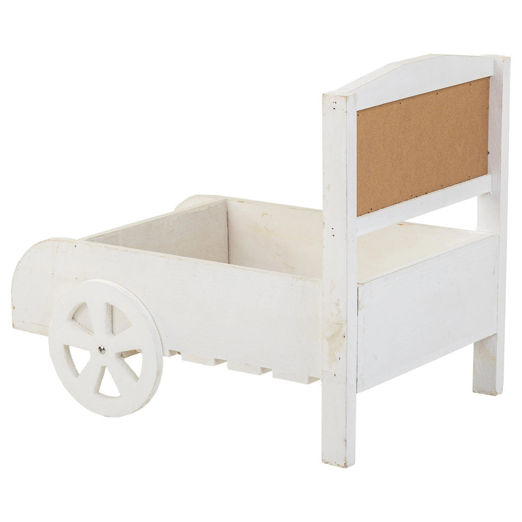 Supporto carrello portafiori in legno bianco 38x31,5x24h