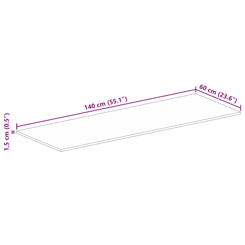 Piano Tavolo 140x60x1,5 cm Rettangolare in Massello di Recupero 371067