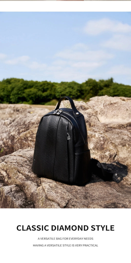 Zaino da donna in vera pelle nera