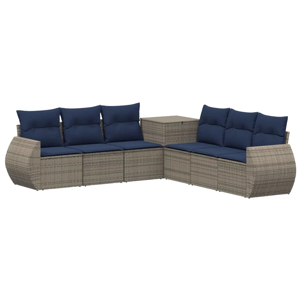 Set di divani 7 pz Grigio e Blu Navy Rattan sintetico e Acciaio 3448825
