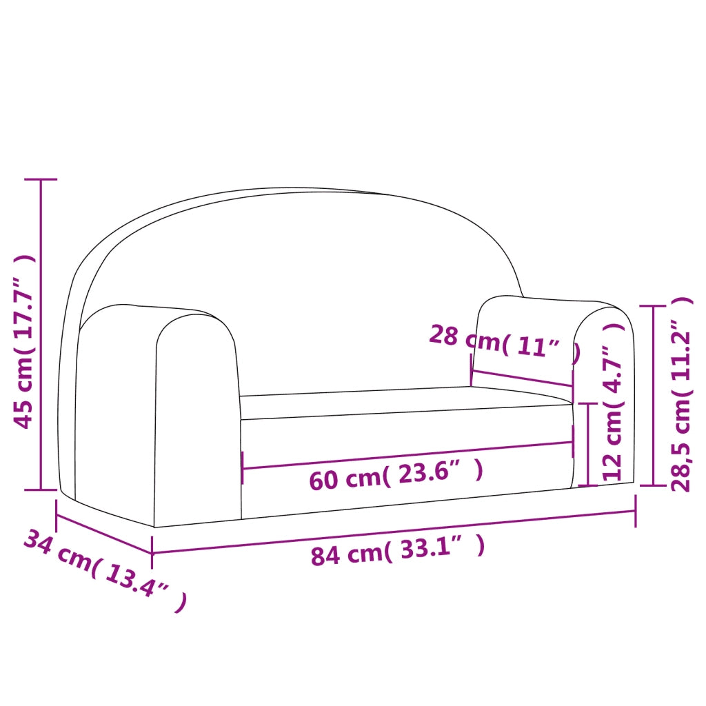 Divano per Bambini a 2 Posti-Sofa-Divanetto Rosa in Morbido Peluche 875934