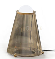 HI!-BR Lampada da tavolo in vetro color bronzo struttura ottone spazzolato Attacco GX53