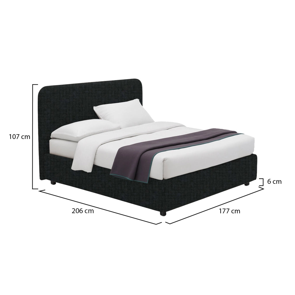 Bury, Letto Matrimoniale Sfoderabile Made in Italy, Grigio Scuro
