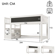 Letto a soppalco per bambini - Xylo - 90x200 cm - Bianco - Con protezione anti-caduta