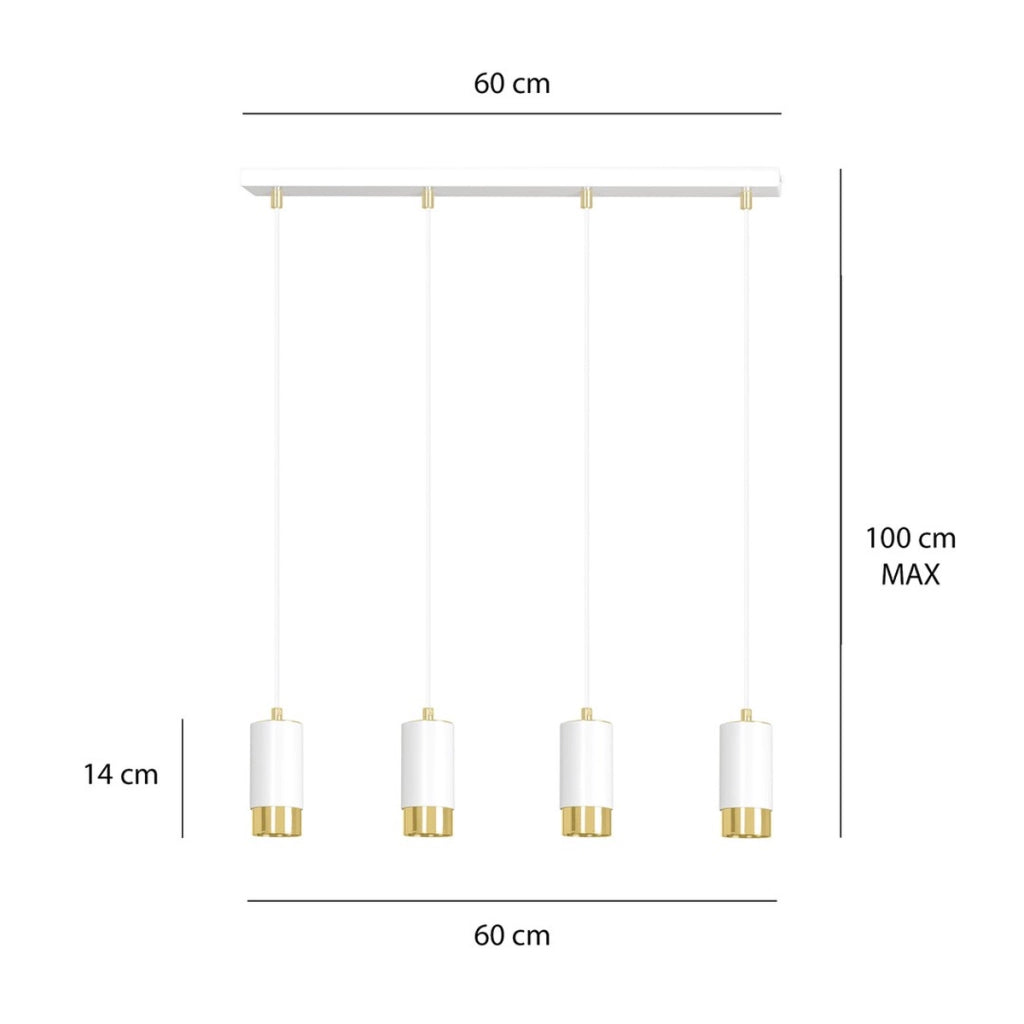 Lampada a sospensione Fumiko in acciaio bianco e oro