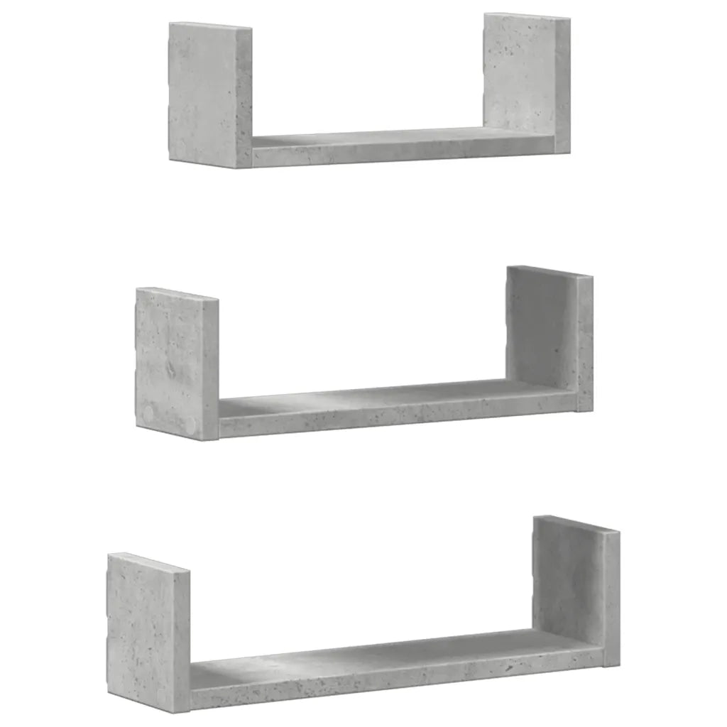 Mensole a Muro 3 pz Grigio Cemento in Truciolato 853311