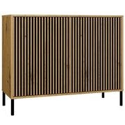 Cassettiera KAMARO 2d slim rovere artisan doghe decorative frontale scanalato per camera e soggiorno