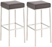 Set 2 sgabelli bar Montreal in similpelle marrone,acciaio inossidabile