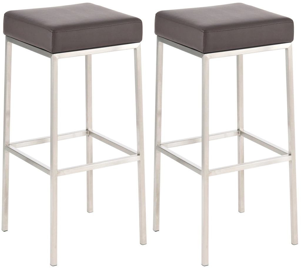 Set 2 sgabelli bar Montreal in similpelle marrone,acciaio inossidabile