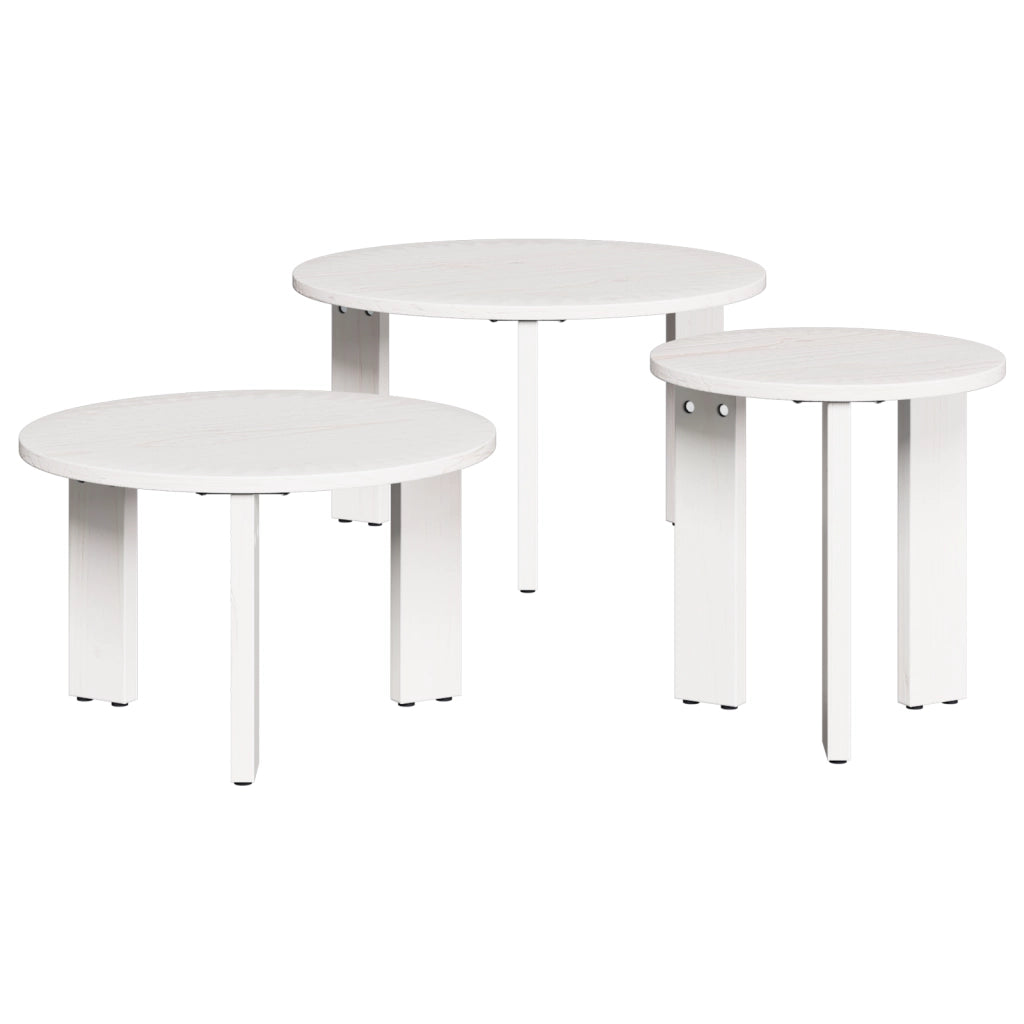 vidaXL Tavolino da salotto 3 pcs Bianco 47.5 x 47.5 x 27 cm