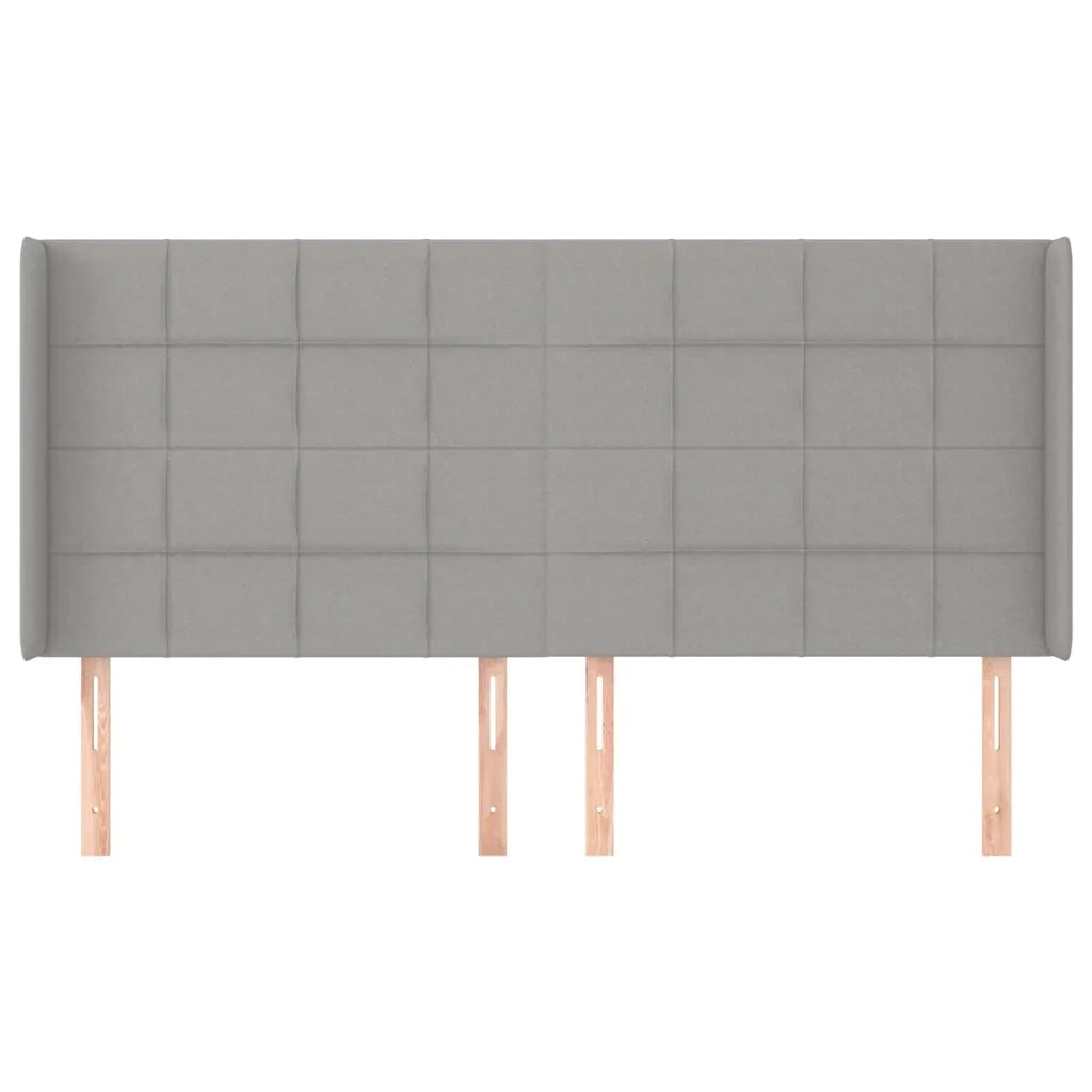 Testiera | Testata ad Orecchio Grigio Chiaro 203x16x118/128 cm in Tessuto