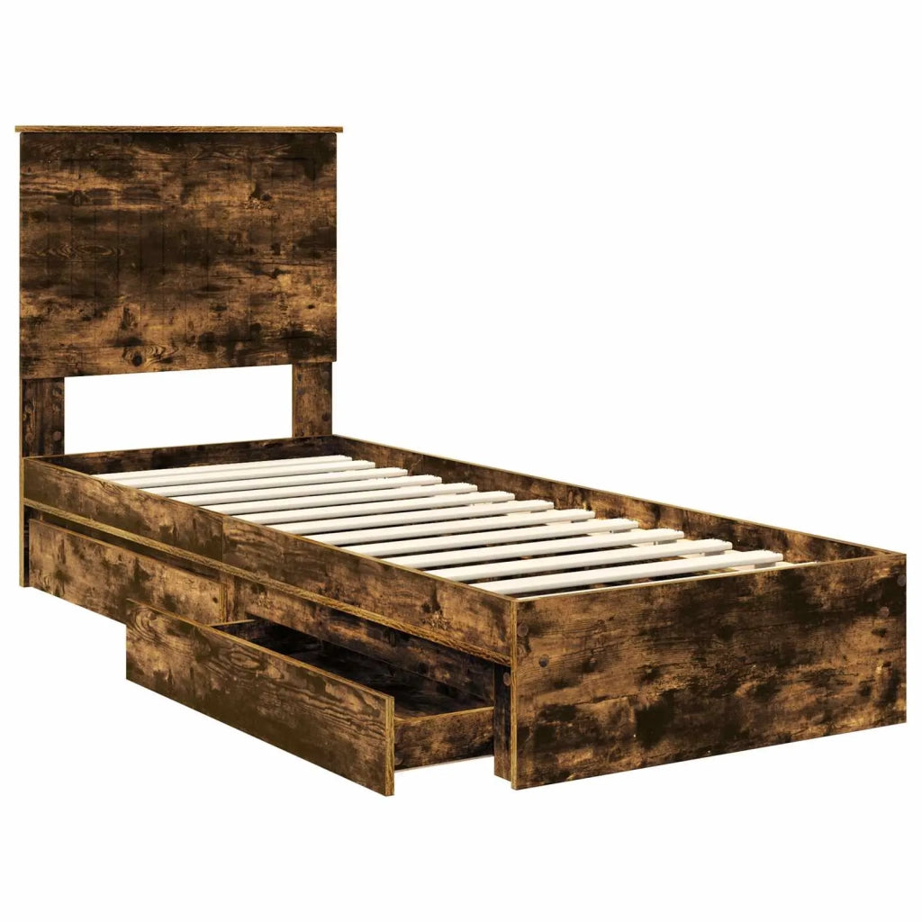 Letto con Contenitore Rovere fumé 75 x 190 cm Legno multistrato 3411261