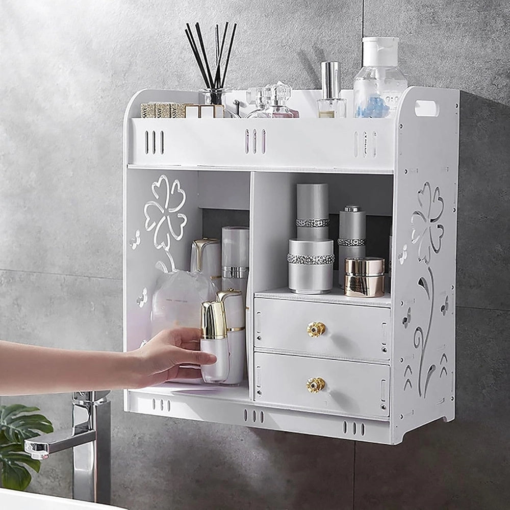 Trade Shop - Armadietto Mobile Da Parete Bianco Per Cosmetici Medicinali Organizer Bagno Con Cassetti -