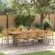 Set da Pranzo da Giardino da 11 Pezzi Grigio Polyrattan Acacia