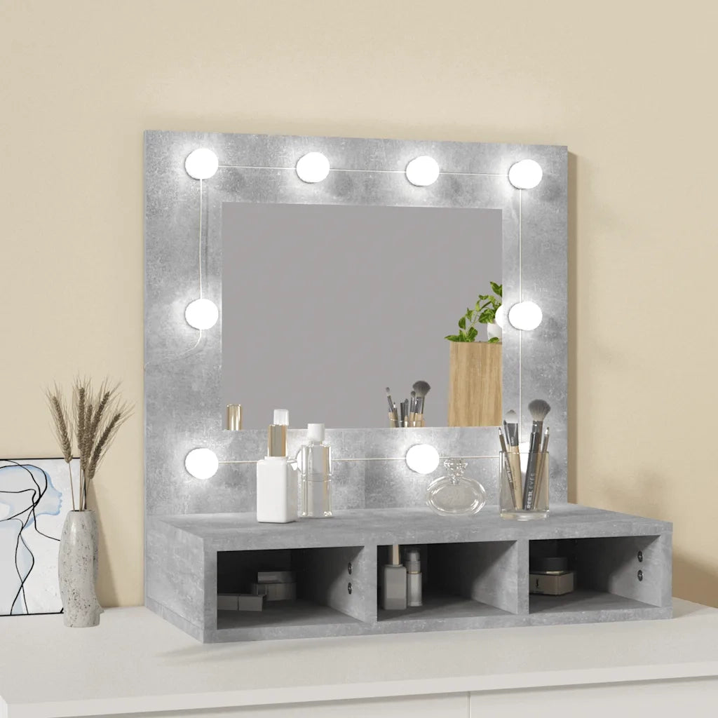 Mobile a Specchio | Armadio da bagno con LED Grigio Cemento 60x31,5x62 cm