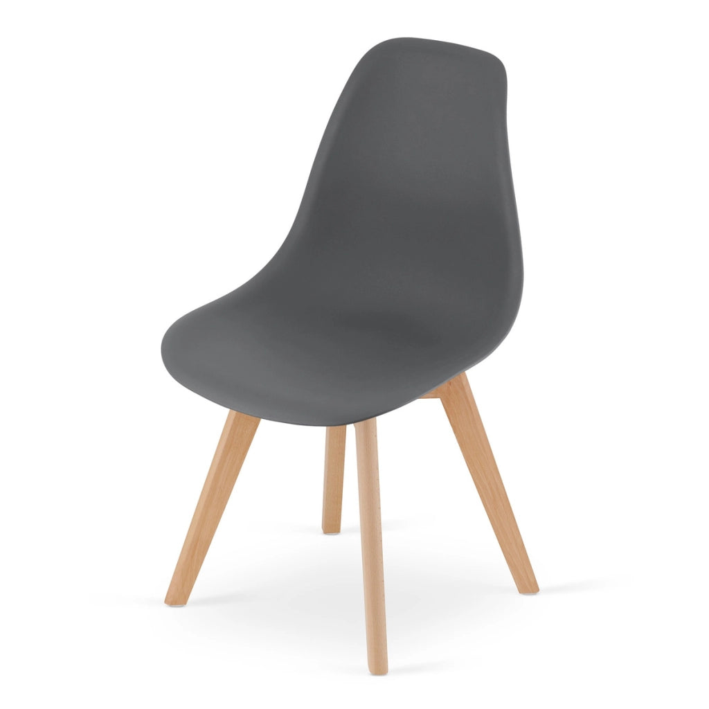 Sedia di design Kito grigio scuro con gambe in faggio