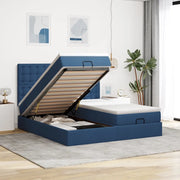 Struttura Letto Pouf con Materassi Blu 200x200 cm in Tessuto 3314596