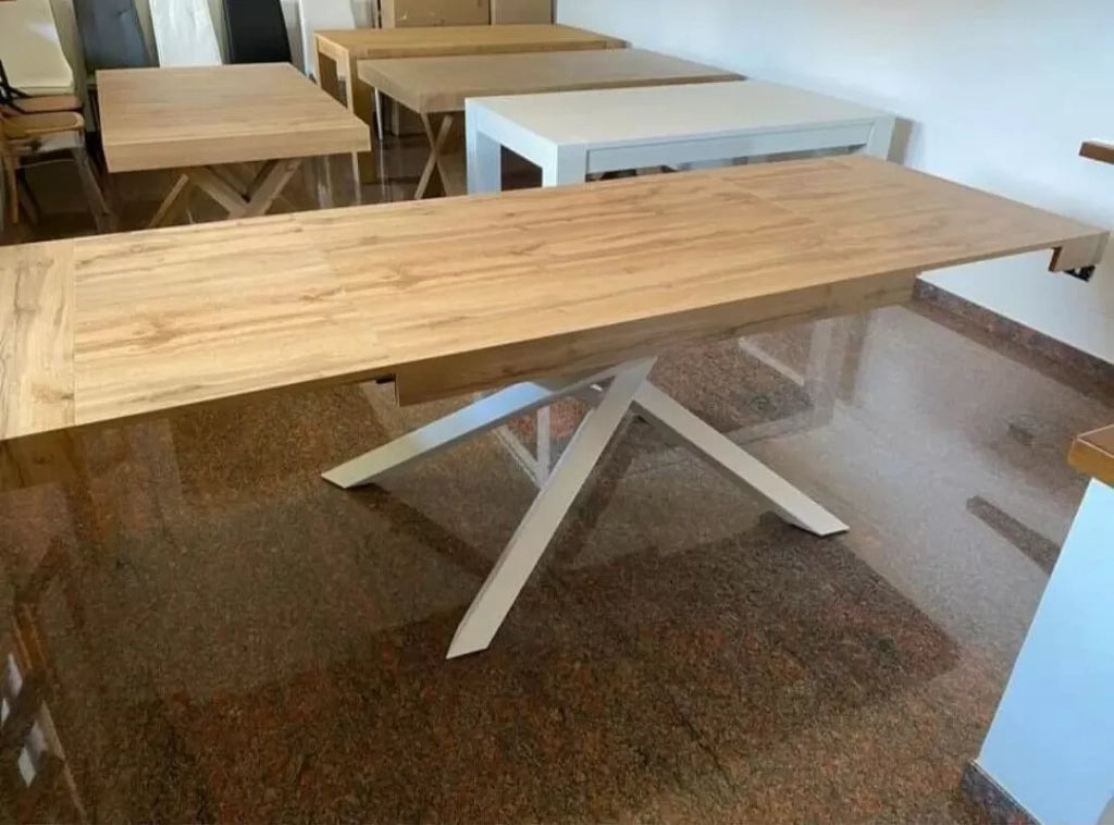 Tavolo con 2 allunghe, finitura rovere nodato (1616) - Mobili 2G