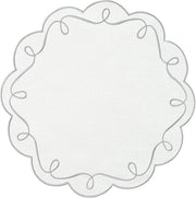 Piatti da tavola a tre pezzi rotondi, asciugamano da tovagliato ricamato, nastro di finitura premium per hotel e ristoranti occidentali, tappeti di isolamento termico, tenda decorativa per feste in partenza, bordo grigio