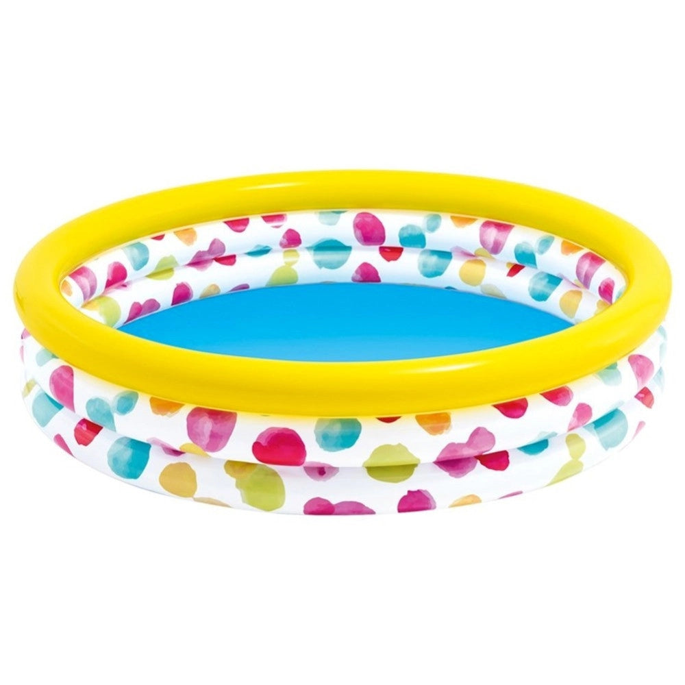 Trade Shop - Piscina Gonfiabile Per Bambini 3 Anelli 114 X 25 Cm Giardino Terrazzo 132 Lt -