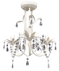 Lampadario a sospensione a soffitto cristallo antico 30 cm bianco 2402016