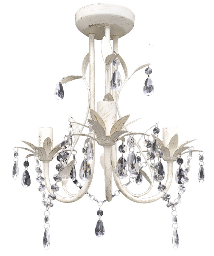 Lampadario a sospensione a soffitto cristallo antico 30 cm bianco 2402016