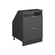 Mobile sottotetto Rion Antracite-oro/Antracite 60 x 83.8 cm con 2 cassetti, carcassa 60 cm profondità Vicco