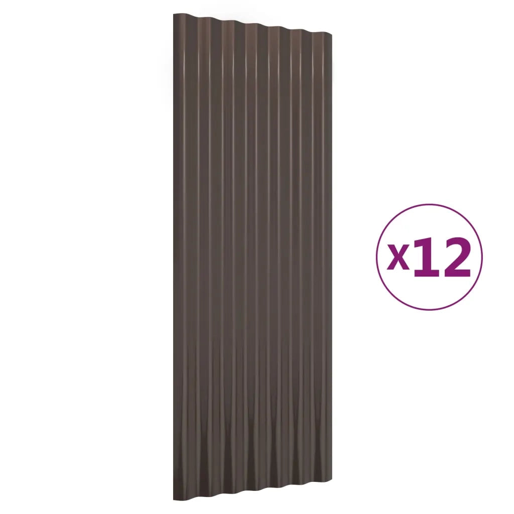 Pannelli Tetto 12pz Acciaio Zincato Marrone 100x36cm 319144