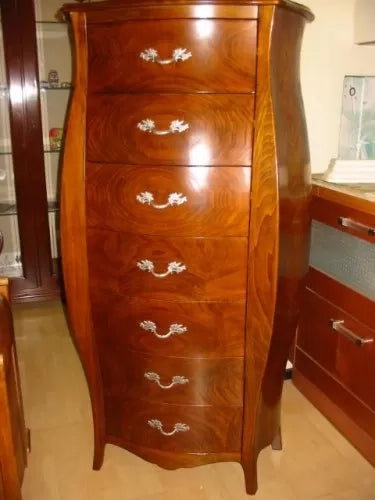 Cassettiera bombata 7 cassetti classica legno noce bassano 73x37x141 (2155) - Mobili 2G