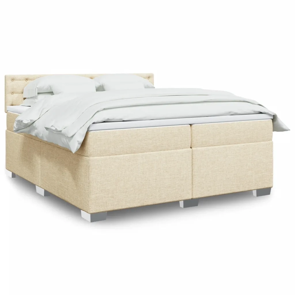 Giroletto a Molle con Materasso Crema 200x200 cm in Tessuto 3286014