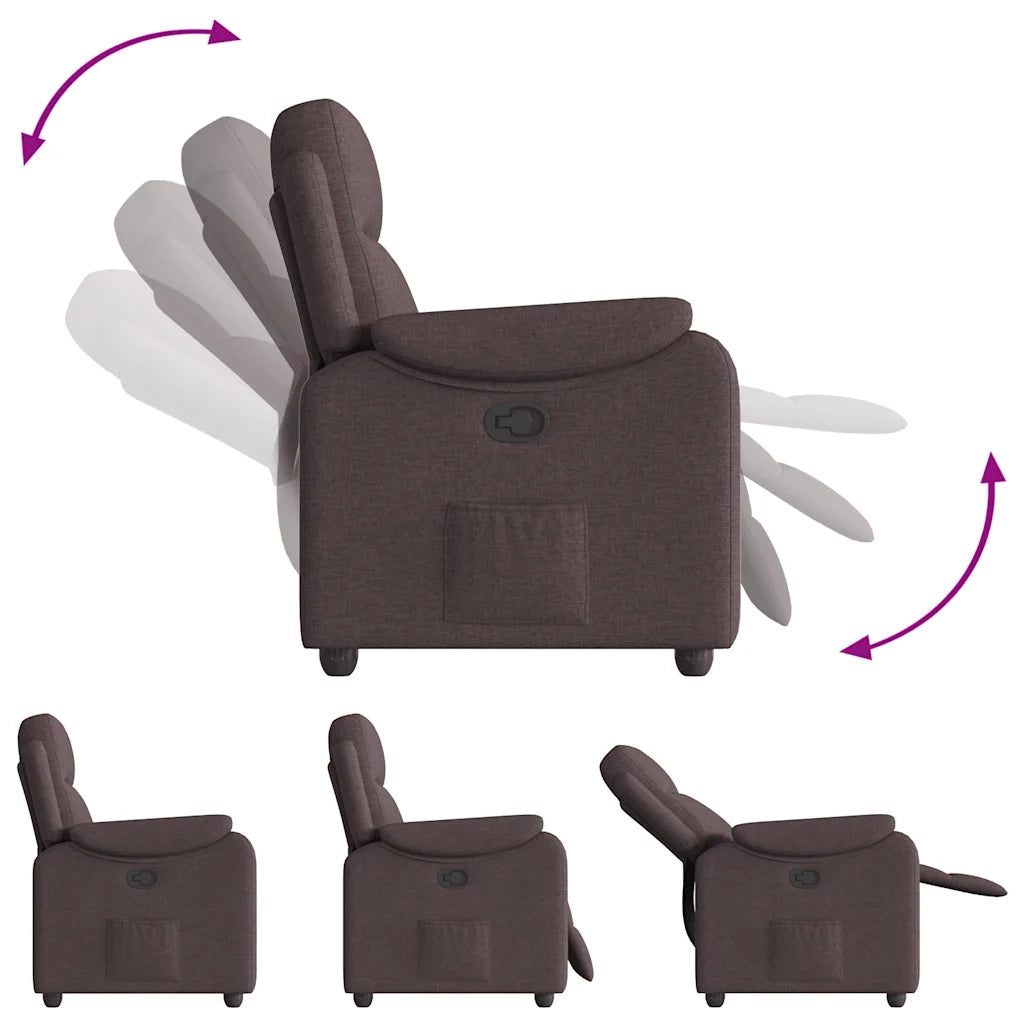 Poltrona Reclinabile Marrone Scuro in Tessuto 4015685