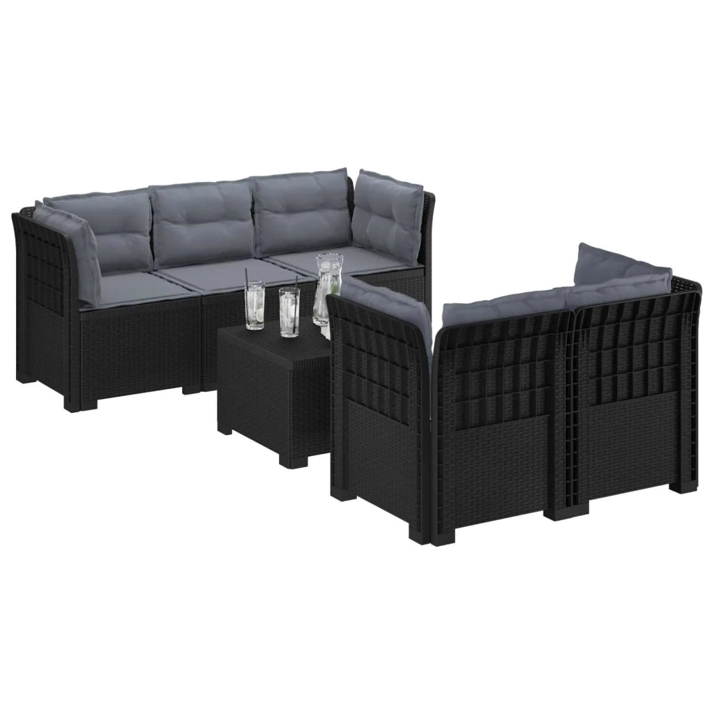 Divano da Giardino 5 Posti con Cuscini Stile Rattan PP 3443909