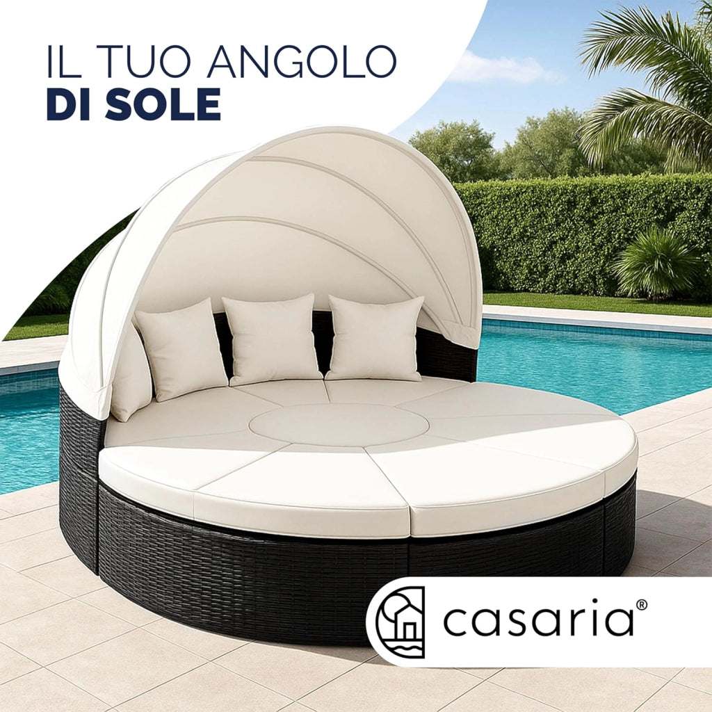 Isola Prendisole Polyrattan Ø230 Baldacchino Cuscini Lettino Set Lounge Componibile