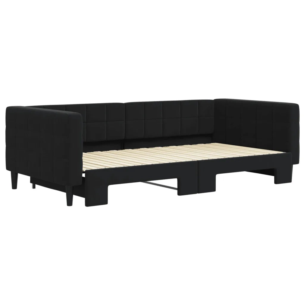 Divano Letto con Letto Estraibile Nero 100x200 cm in Velluto