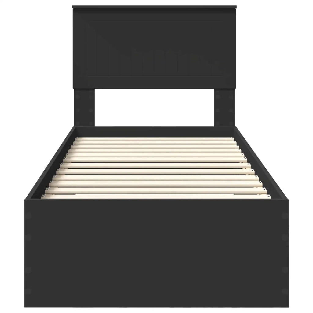 Struttura del letto con testiera Nero e Argento 75 x 190 cm 3410959