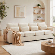 Sofa a 4 posti in effetto lino; beige; 264x83x87 cm