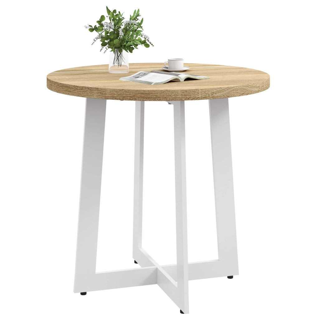 Tavolo da pranzo rotondo per 4 persone ¨C zephmum ¨C legno rovere e acciaio ?80x75 cm