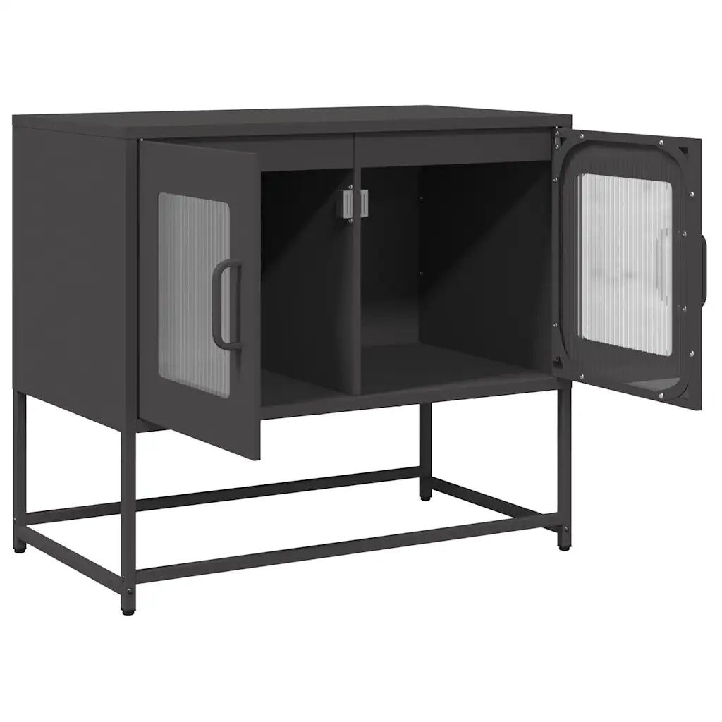 Mobile TV Nero 68x39x60,5 cm in Acciaio Laminato a Freddo 853332