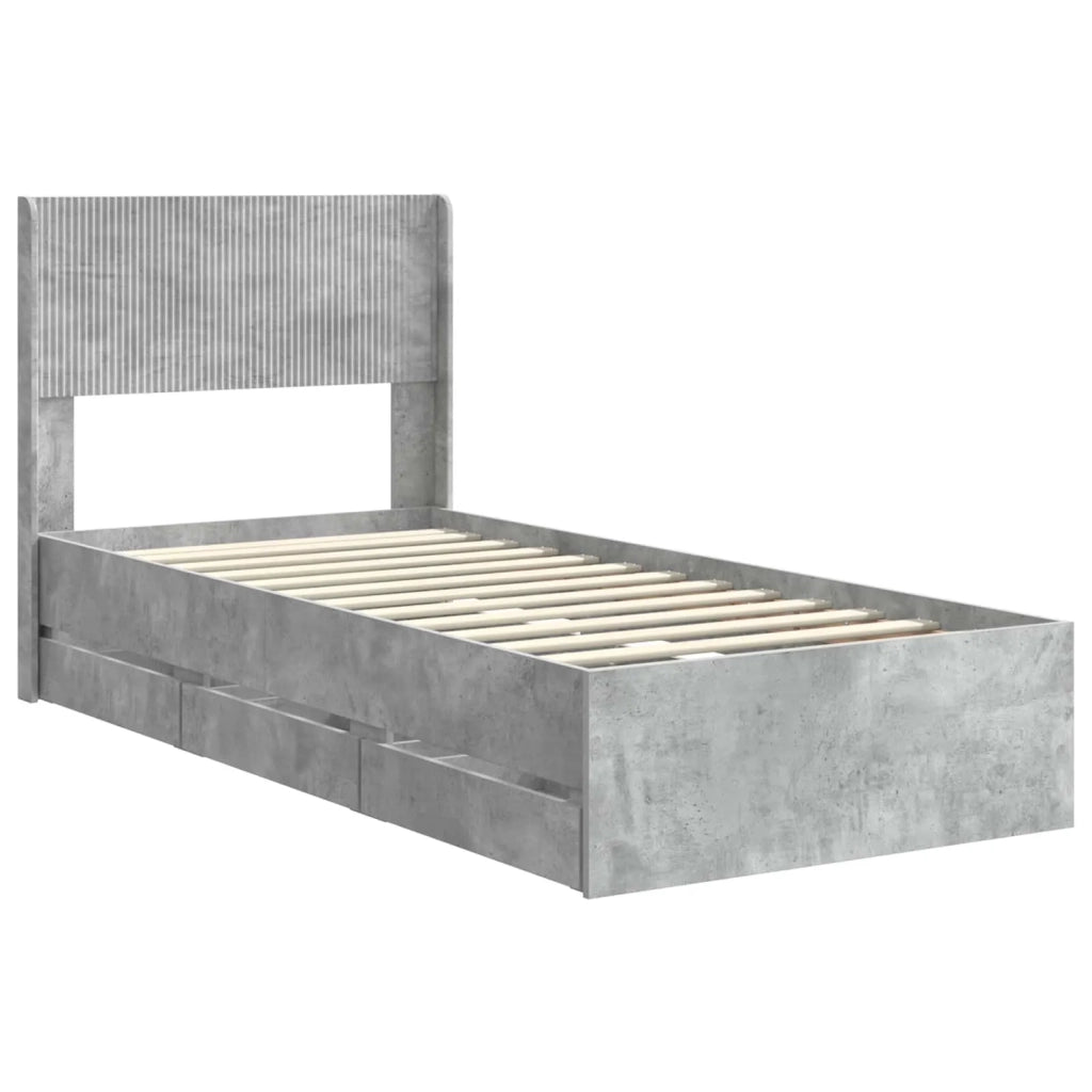 Struttura del letto con stoccaggio e testata Grigio Cemento 3414350