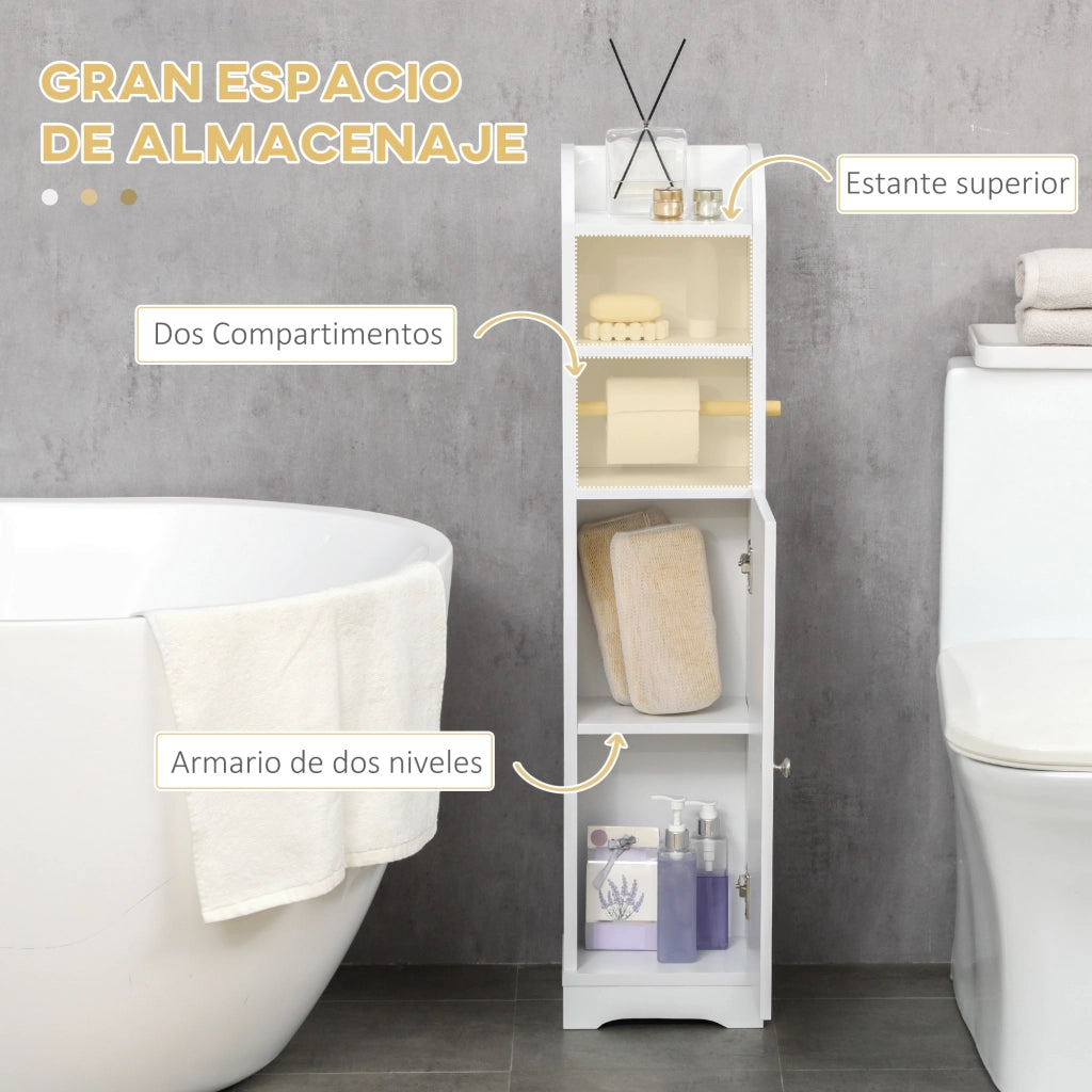 Armadietto Sottolavabo con Portarotoli ¨C Zephmum ¨C Bianco 23x18x100 cm