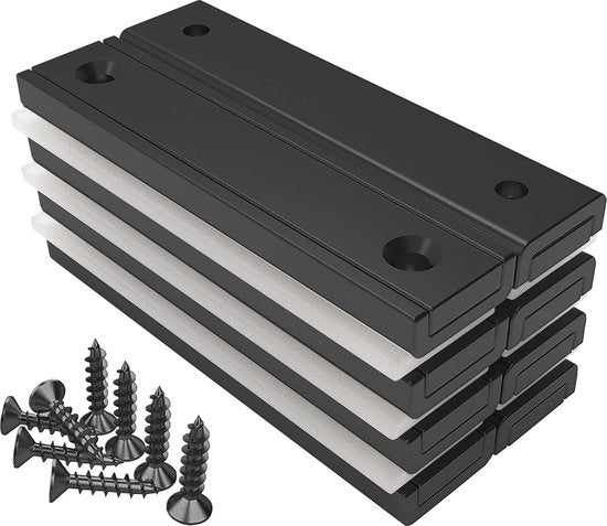 Magnetronici rettangolari 30 kg di forza - 8 pezzi - 60 x 13,5 x 5 mm - Smalto epoxy nero - Resistente alla ruggine per esterni e uso domestico