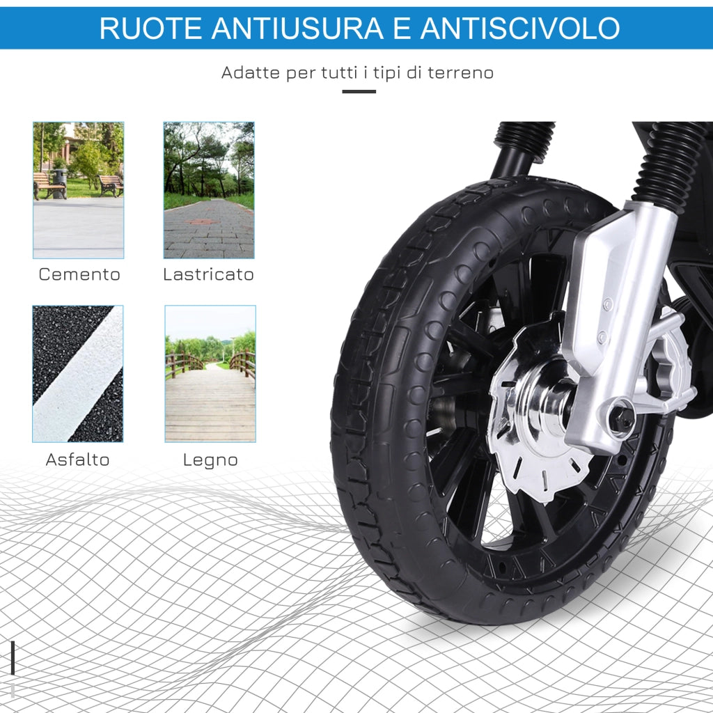 Moto Elettrica per Bambini ¨C zephmum ¨C Azzurro e Nero, PP e Metallo, 105x52.3x62.3 cm