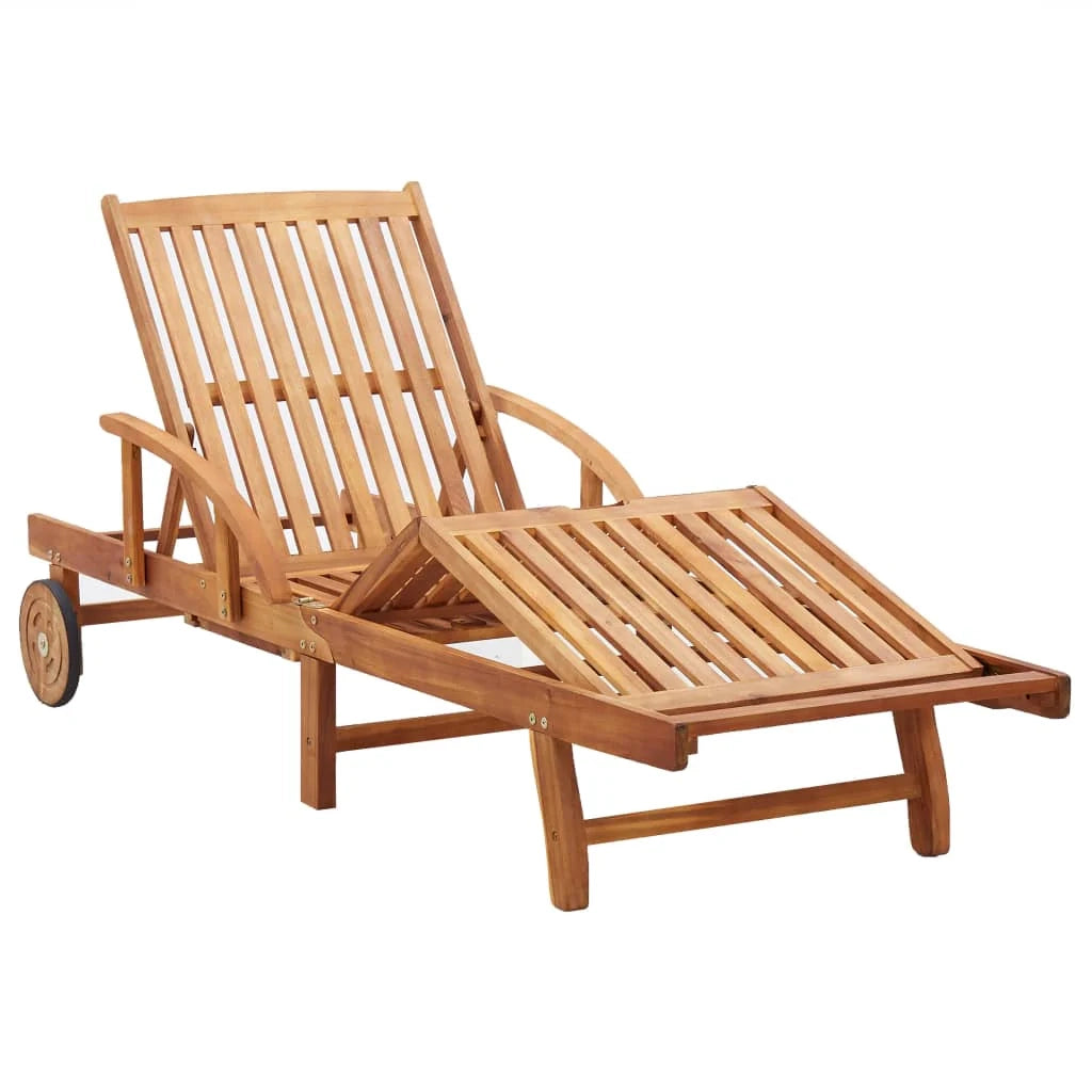 Lettino prendisole sedia a sdraio lettino prendisole letto da giardino mobili da esterno per patio con cuscino legno massello di acacia 02_0012347