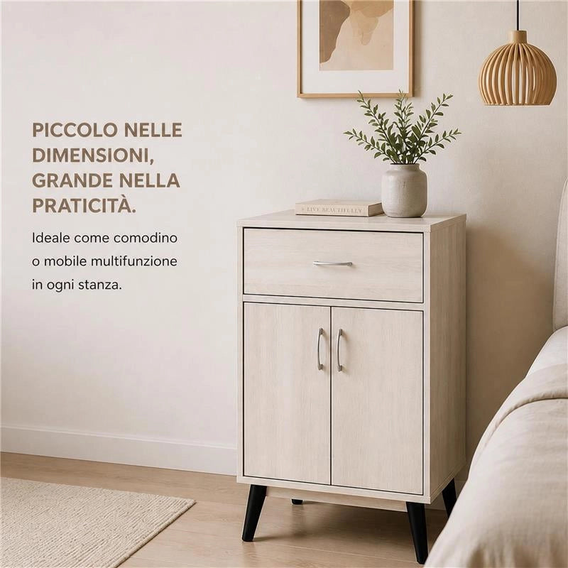 MOBILE IN MDF BIANCO CON 2 ANTE E CASSETTO MISURE: 60X40X74CM
